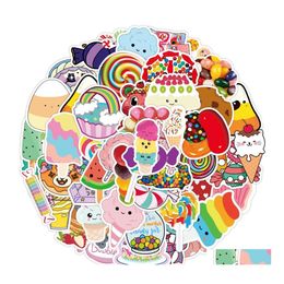 Car Stickers 50Pcs/Lot Colorf Cute Sweet Candy Decals Vinyl Waterproof Noduplicate Sticker For Laptop Skateboard Bottle Decal Drop D Dhwcy