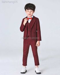 Clothing Sets Boys Suit for Wedding Flower Boys Jacket Vest Pants Bowtie 4Pcs Kids Prom Party Tuxedo Children graduation Performance Come W0222