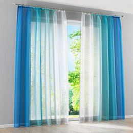 Curtain 2pcs/set Decorative Tulle Simple Gradient Window Blue Orange Gray Semi-blackout Veranda For Kitchen Living Room Bedroom