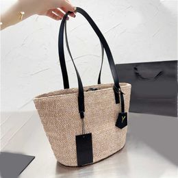 2023 HOT Designer Beach Bags The Tote Bag Women Straw Crochet Handbag Womens Fashion Classic Large Capacity Lady Solid Color Handbags 230718bj