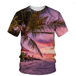 Men's T Shirts Summer Palm Tree Graphic For Men Fashion Natural Scenery Pattern T-shirt Casual 3D Print T-shirts With Short Sleeves