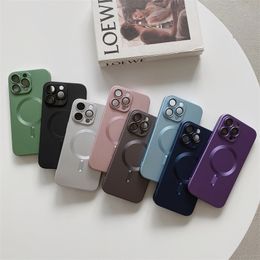 For Apple 14 phone case new fashion come with lens film iPhone13pro plating 12promax protective case magnetic suction TPU anti-fall anti-wear