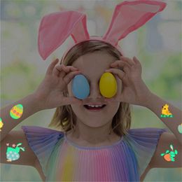 Easter Stickers Noctilucent Facial Makeup Chick Egg Sticker for Laptop Skateboard Luggage Bumper Wall Glass Car Party Decorations Easy to paste