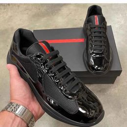 with Box Prad Design Lightweight Americas Cup Sports Shoes Patent Leather & Nylon Top Luxurious Brand Sneakers Mens Skateboard Mesh R Ye