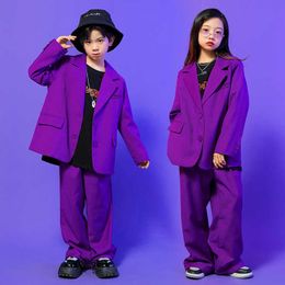 Clothing Sets Children Jazz Dance Loose Come Kids Stage Performance Hiphop Suit Set Boys Girls Hip-hop Catwalk Clothing Set