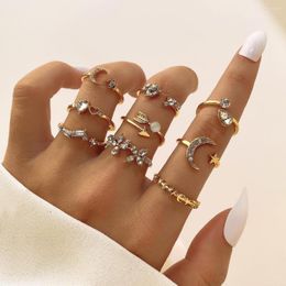 Wedding Rings Vienkim Punk Gold Color Chain Set Of For Teens Women Fashion Hollow Opening Finger Gift Jewelry Party