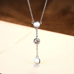 Koreanische Mode süße glänzende Zirkon S925 Silber Anhänger Halskette Marke geometrische Design Temperament Frauen Schlüsselbein Kette Halskette Schmuck