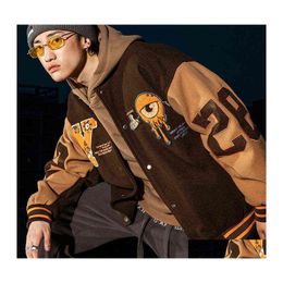 Giacche da uomo Uomo Uomo Donna Lettera Ricamo Varsity Giapponese Sottile Oversize Primavera Autunno Giacca da baseball Cappotto Hip Hop Harajuku C Dhzth