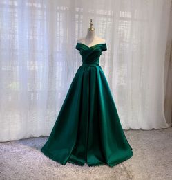 Party Dresses Green off shoulder satin long lady girl women princess banquet party ball prom dress gown 230222