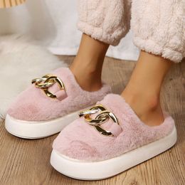 Slippers 2022 INS Platform Slippers Girls Ladies Korean Version Style Winter Faux Fur Slides Women's Indoor Home Slippers Shoes Z0215