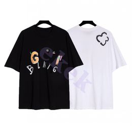 Luxury Fashion Brand Mens T Shirt Graffiti Color Matching Letter Print Round Neck Short Sleeve Loose T-shirt Casual Top Black White Asian Size S-2XL