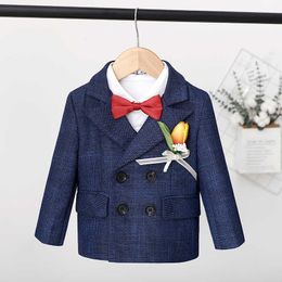 Clothing Sets Boys Formal Dress Suit Set Autumn Winter British Plaid child Wedding Party Performance Come Kids Blazer Pants Vest Clothes