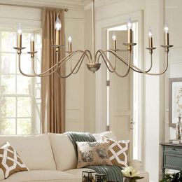 Pendant Lamps 8 Heads Modern Simple And Luxurious American Iron Chandeliers Living Room Kitchen Dining Lights Bedroom Study Candle Light