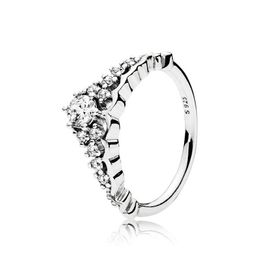 Fairy Tale Tiara Wishbone Ring for Pandora Authentic Sterling Silver Wedding designer Jewellery For Women Girlfriend Gift CZ Diamond Rings with Original Box