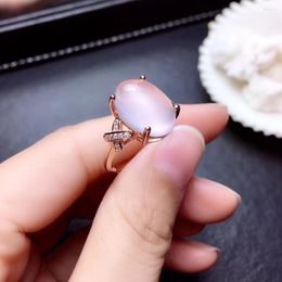 Cluster Rings The Gift For Anniversary Rose Quartz Ring Natural And Real Set 925 Sterling Silver