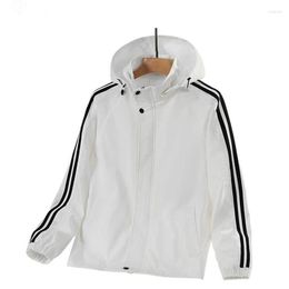 Men's Jackets Hooded Jacket Men Coat 2023 Autumn Fashion Windbreaker White Stripe Casual Sportswear Women For Hoodies