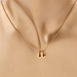 Pendant Necklaces Lowercase 26 English Letter Necklace Stainless Steel A-Z Bead Clavicle Chain Jewellery Gift