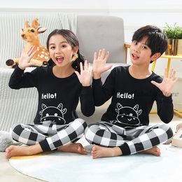 Pyjamas Baby Boy Girl Pyjama Sets Korean Spring Pyjamas For Kids Sleepwear Set Cotton Cartoon Cow Night Outfits Autumn Children Clothing 230222