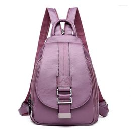 School Bags PU Leather Women Backpack Anti-Theft Shoulder Bag Large Capacity For Teenage Girls Bookbags Lady Travel