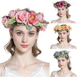 Headpieces Bride Flower Headband Floral Garland Headpiece Bohemian Crown Boho Bridal Wreath Hair Hoop