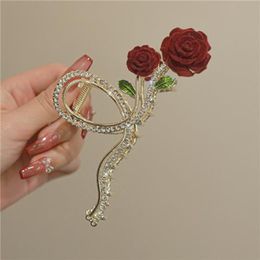 S3459 Fashion Jewellery Rhinestone Faux Pearl Rose Hairpin For Women Back Head Shark Big Hair Clip Headwear Hair Accessories