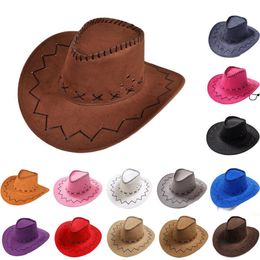 Western Cowboy Hat for Men Women Kids Fedora Outdoor Wide Brim Faux Leather Summer Wide Brim Beach Travel Caps