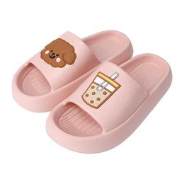 Slippers 2022 Cute Cartoon Teddy Bear Slippers Women Platform EVA Slides Beach Sandals Bathroom Shoes Home Flip Flops Men Cloud Slippers Z0215