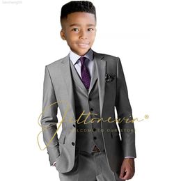 Clothing Sets Light Grey Boys Suits For Wedding Clothing Kids Birthday Party Formal Outfits Notch Lapel Child Attire Blazer Vest Pants W0222