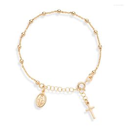 Charm Bracelets Cross Women Bracelet Charms Ladies Bangles Layered Jewellery High Quality Fashion Trendy Gold Color Metal Lady Armband