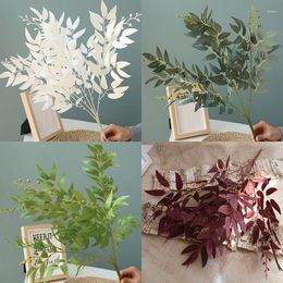 Decorative Flowers Artificial Willow Leaves Simulation Plant Branch Green White DIY Wedding Flower Roads Home Party Decoration