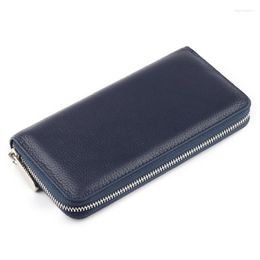 Wallets Genuine Leather Wallet For Women Soft Large Capacity Men Clutch Purse Zipper Around With Coin Phone Pocket Japan Style