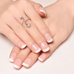 False Nails Round Short Natural Nail French Tip Salon Full Cover Makeup Manicure