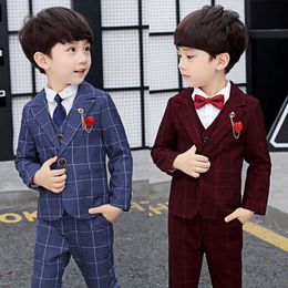 Clothing Sets Tuxedo Formal Baby Boy Wedding Suits Checkered Kids School Uniform Elegant Children Ceremony Comes Toddler Party Clothes