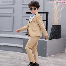 Clothing Sets Formal Children Solid Color Dress Suit Set Flower Boys Party Performance Wedding Come Kids Blazer Vest Pants 3pcs Clothes Set W0222