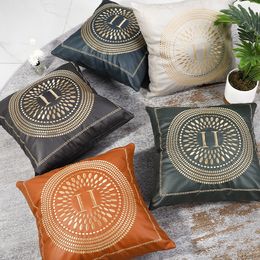 Luxury European-Style Square Faux Leather Imitation Leather Texture Embroidered Bedroom Pillowcase Sofa Cushion Car Cushion without inner