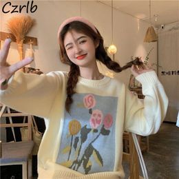 Women's Sweaters Women Cute Sweet Tender Girls College Knitting Loose Long Sleeve Simple Lovely Teens Japan Style Pullovers Fashion