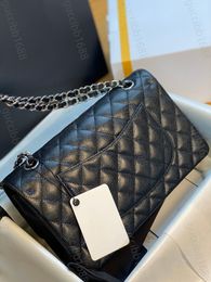 10A Mirror Quality Classic Quilted Double Flap Bag 25cm Medium Top Tier Genuine Leather Bags Caviar Lambskin Black Purses Shoulder Chain Box Designer Handbag UT58