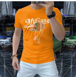 Summer fashion young Men's T-Shirts European style hot drill sequin mercerized slim fit round neck short-sleeved T-shirt trend men's pluz size light colors tees 4XL