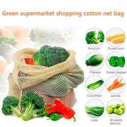 Shopping Bags Kitchen Home Vegetable Eco Cotton Bag Reusable Storage Mesh Washable Fruit