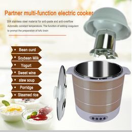 Yoghourt Makers 220V Electric Automatic Maker Machine Constant Temperature Kitchen Tools Rice Wine Natto Stainless Steel Liner 230222
