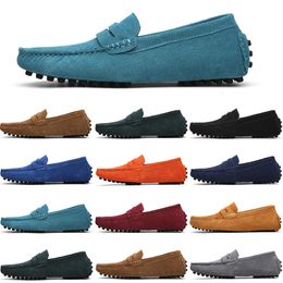 Men Casual Shoes Mens Slip on Lazy Suede Leather Shoe Big Size 38-47 deep blue