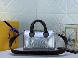 Designer Luxury handbag purses Sliver Speedy Bandouliere 25 Navy Pillow RFID TAG Tote Bag With Big Single Straps Shoulder bags Crossbody Women Party Boston Bags
