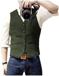 Mens Vests Dark Green Single Breasted Blended Denim Jeans Waistcoat Jacket Slim Fit Casual Formal Business Male 230222