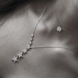 Chains Cz Zircon Star Necklaces & Pendants Y Shape Necklace Women Long Chain Trendy Chokers Jewellery Bijoux FemmeChains