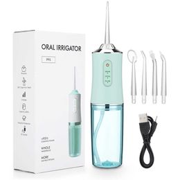 Oral Irrigator Portable Dental Water Flosser USB Rechargeable Water Jet Floss Tooth Pick 4 Jet Tip 220ml 3 Modes IPX7 1400rpm 230202