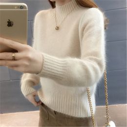 Women's Sweaters Autumn Cashmere Sweater Women Winter Wool Mohair velvet Fleece Soft Elasticity Casual Thick Pullover Warm Loose Sweaters 230222