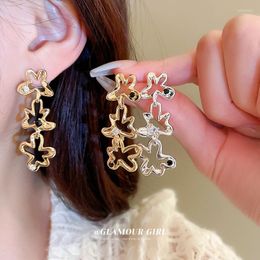 Dangle Earrings TIOWIOS 2023 S925 Silver Needle Irregular Zirconia Flower Personalised Premium Feel Metal Charm Jewellery Gift For Women