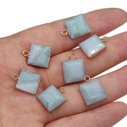Charms Natural Stone Pendants Square Shape Amazonite Necklace Pendant For DIY Jewellery Making Good Quality Size 12x16 Mm