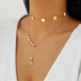 Chains Simple Irregular Choker Necklace For Women Punk Metal Sequins Double-layer Chain Jewellery Bridesmaid Accessories Gifts