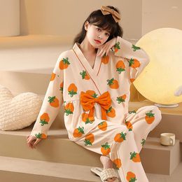 Women's Sleepwear Autumn Winter Pajamas For Women Knitted Cotton Suit Long Sleeve Leisure Soft Comfortable Female Nighty Homewear